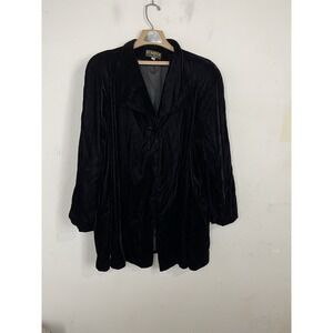 Komitor Womens Coat Jacket 2X Black Velvet Evening Bridgerton Dressy Event VTG